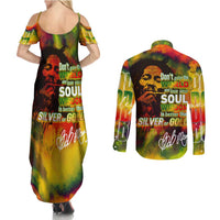 The Legend of Reggae Couples Matching Summer Maxi Dress and Long Sleeve Button Shirt Bob One Love Colorful Art