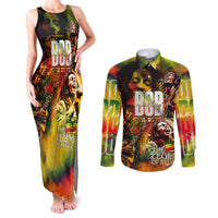 The Legend of Reggae Couples Matching Tank Maxi Dress and Long Sleeve Button Shirt Bob One Love Colorful Art