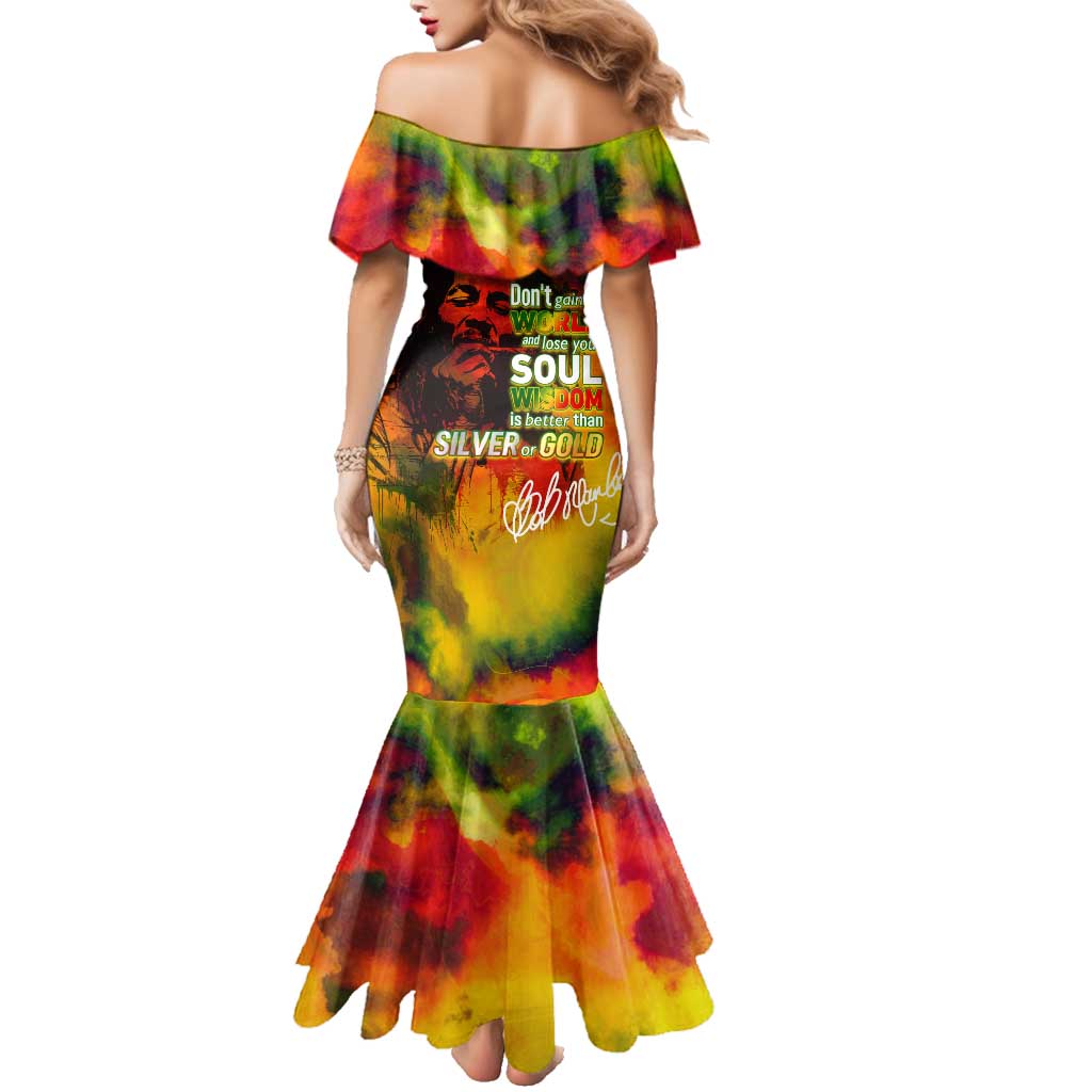 The Legend of Reggae Family Matching Mermaid Dress and Hawaiian Shirt Bob One Love Colorful Art