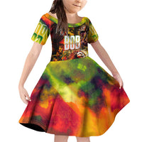 The Legend of Reggae Family Matching Off Shoulder Short Dress and Hawaiian Shirt Bob One Love Colorful Art
