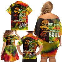 The Legend of Reggae Family Matching Off Shoulder Short Dress and Hawaiian Shirt Bob One Love Colorful Art