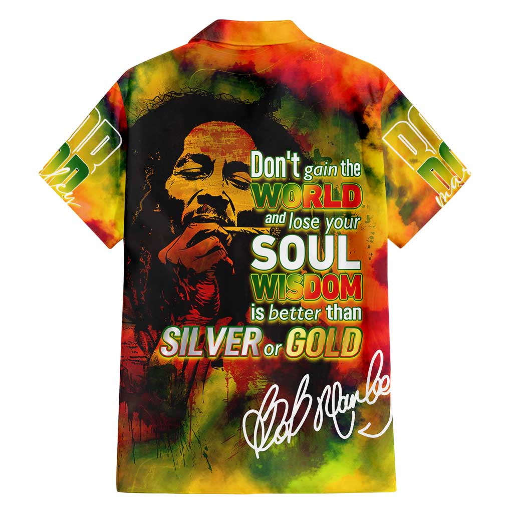 The Legend of Reggae Family Matching Off Shoulder Short Dress and Hawaiian Shirt Bob One Love Colorful Art