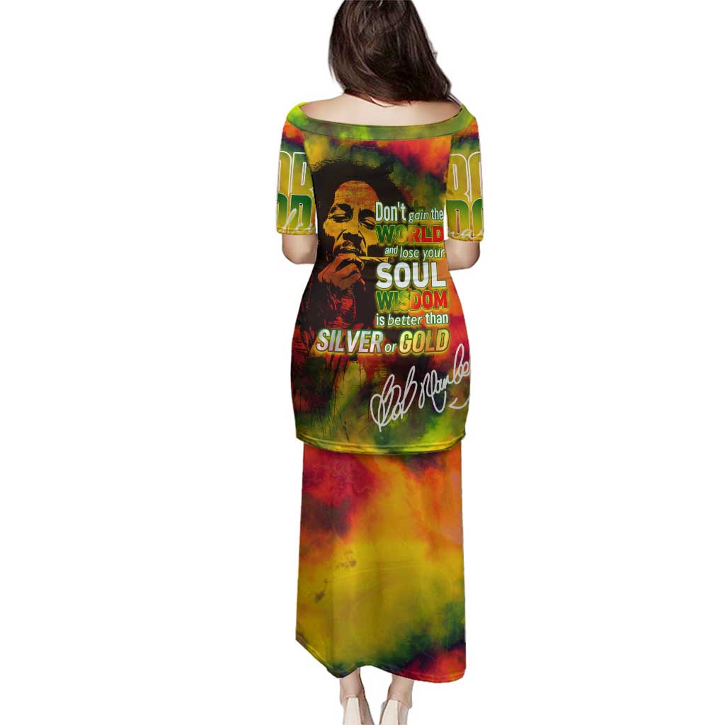 The Legend of Reggae Family Matching Puletasi and Hawaiian Shirt Bob One Love Colorful Art