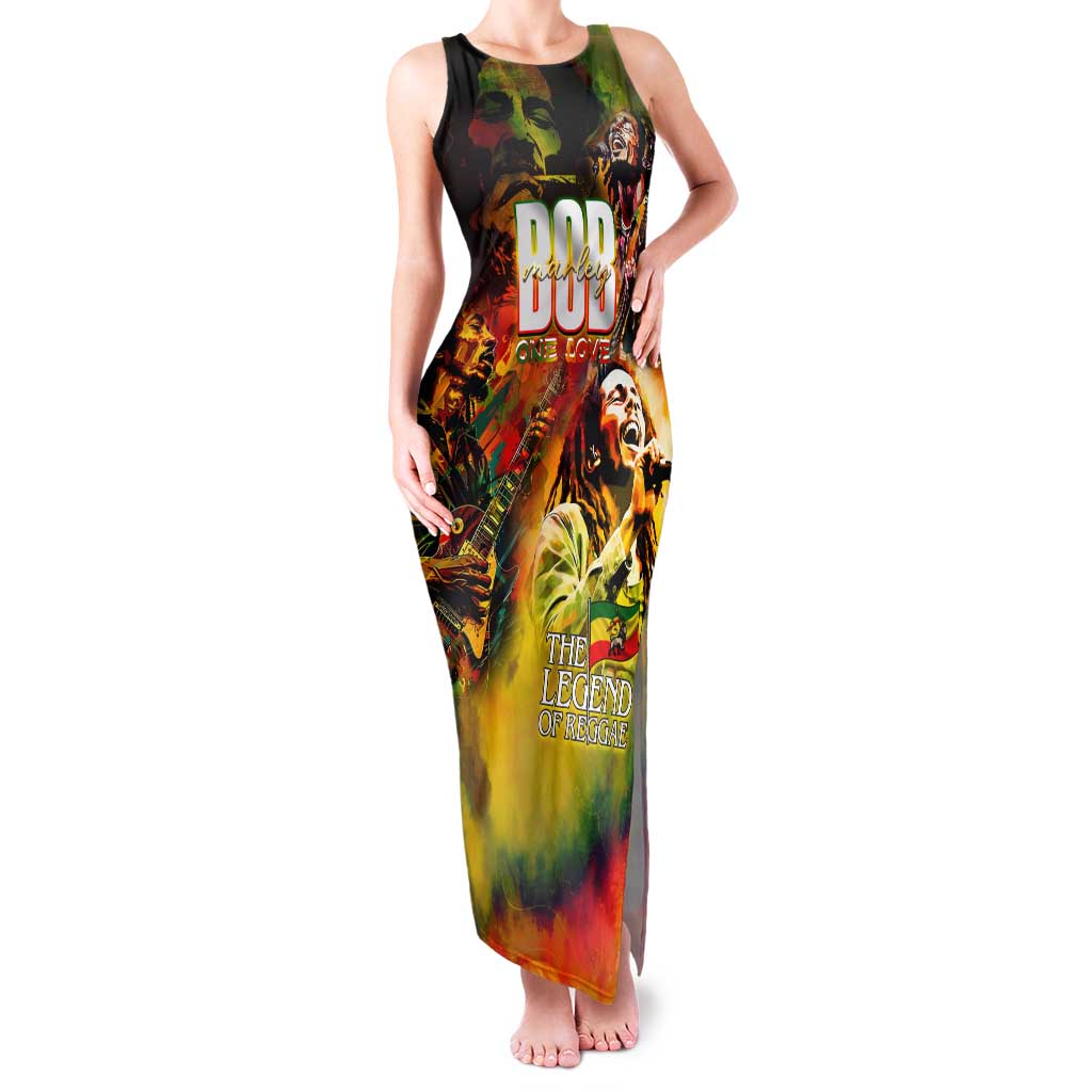 The Legend of Reggae Family Matching Tank Maxi Dress and Hawaiian Shirt Bob One Love Colorful Art