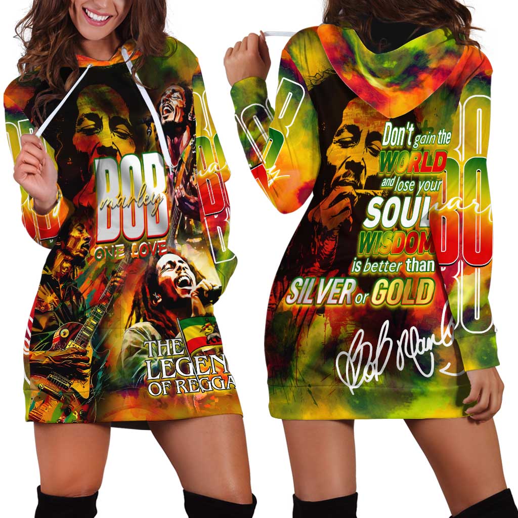 The Legend of Reggae Hoodie Dress Bob One Love Colorful Art