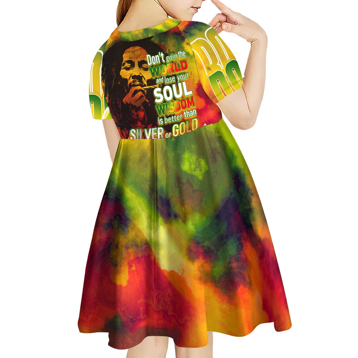 The Legend of Reggae Kid Short Sleeve Dress Bob One Love Colorful Art