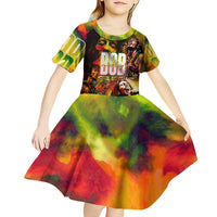 The Legend of Reggae Kid Short Sleeve Dress Bob One Love Colorful Art