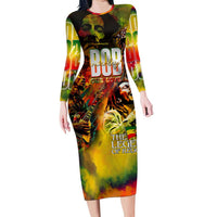 The Legend of Reggae Long Sleeve Bodycon Dress Bob One Love Colorful Art
