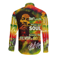 The Legend of Reggae Long Sleeve Button Shirt Bob One Love Colorful Art