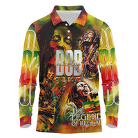 The Legend of Reggae Long Sleeve Polo Shirt Bob One Love Colorful Art
