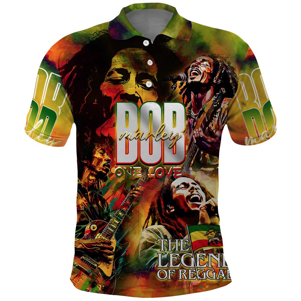 The Legend of Reggae Polo Shirt Bob One Love Colorful Art