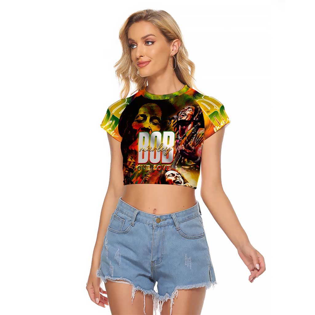 The Legend of Reggae Raglan Cropped T Shirt Bob One Love Colorful Art