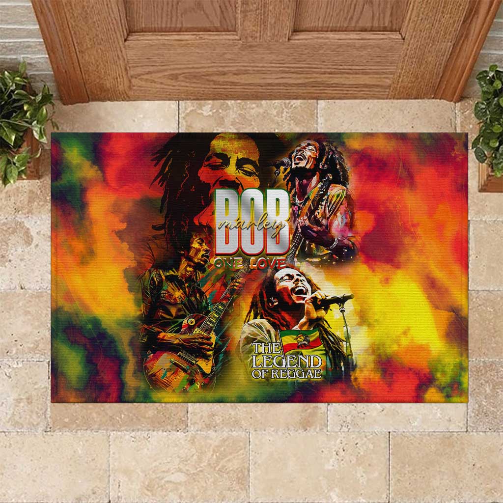 The Legend of Reggae Rubber Doormat Bob One Love Colorful Art