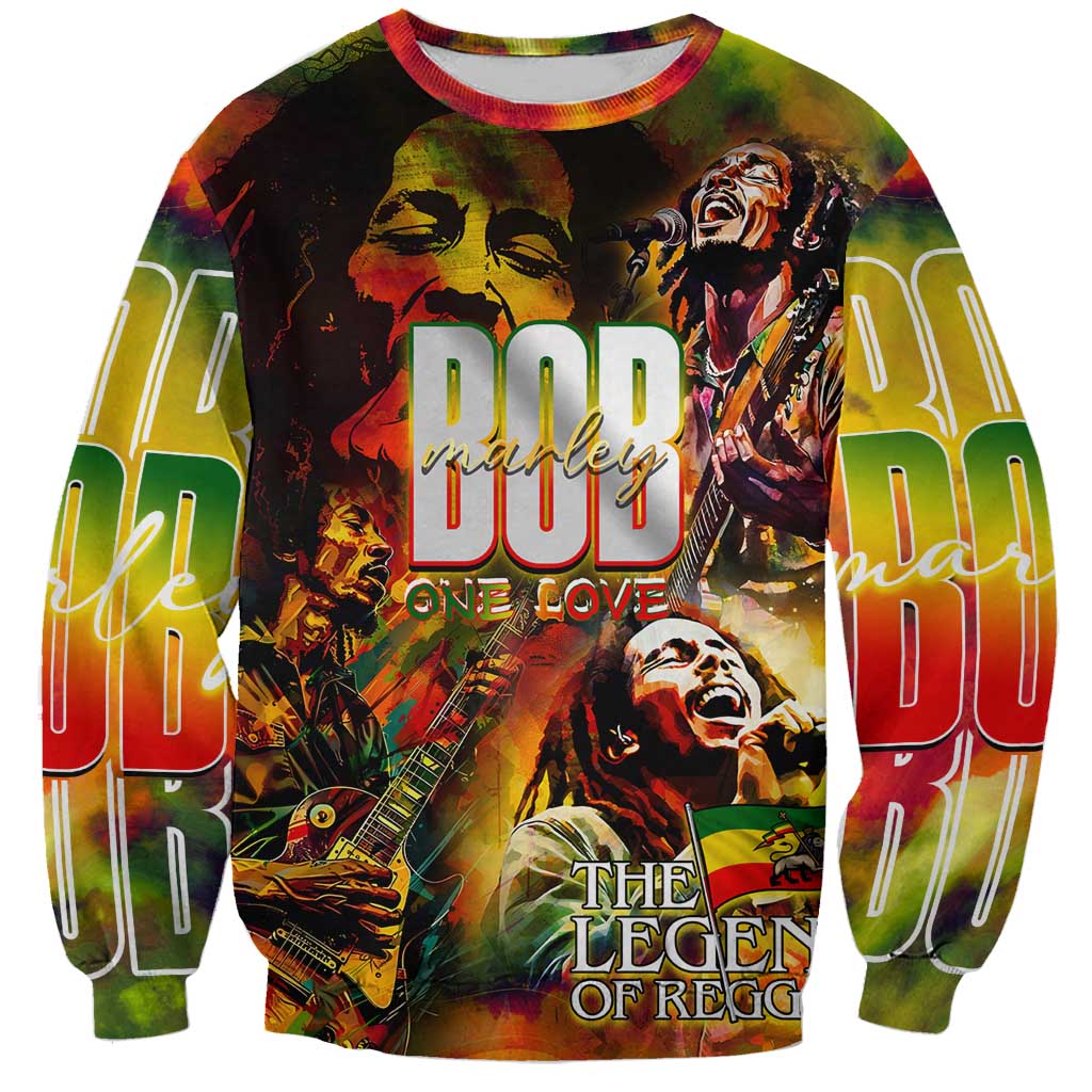 The Legend of Reggae Sweatshirt Bob One Love Colorful Art