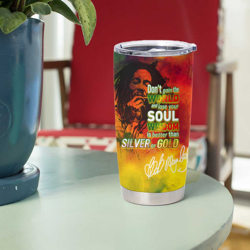 The Legend of Reggae Tumbler Cup Bob One Love Colorful Art