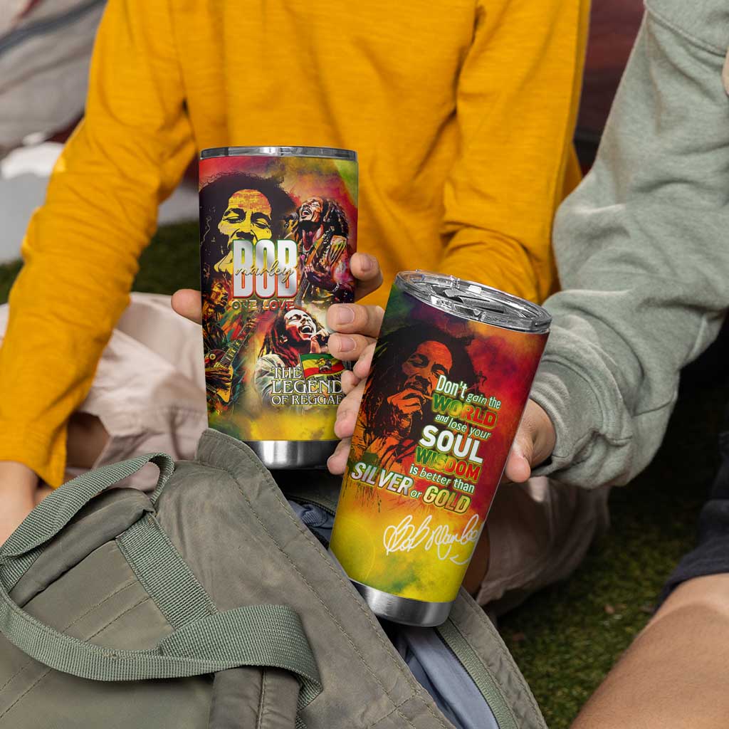 The Legend of Reggae Tumbler Cup Bob One Love Colorful Art