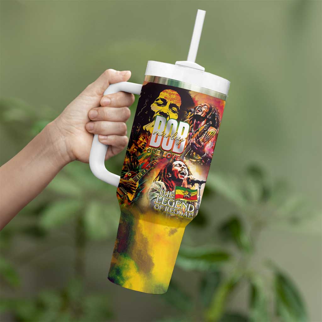 The Legend of Reggae Tumbler With Handle Bob One Love Colorful Art