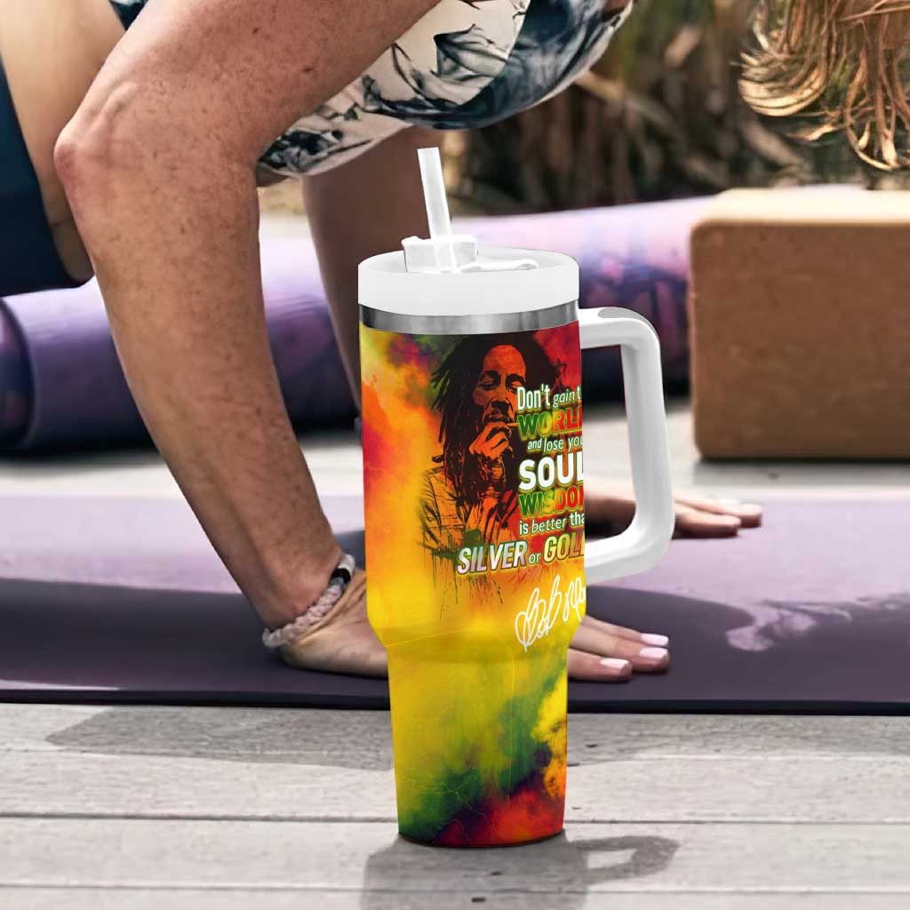 The Legend of Reggae Tumbler With Handle Bob One Love Colorful Art