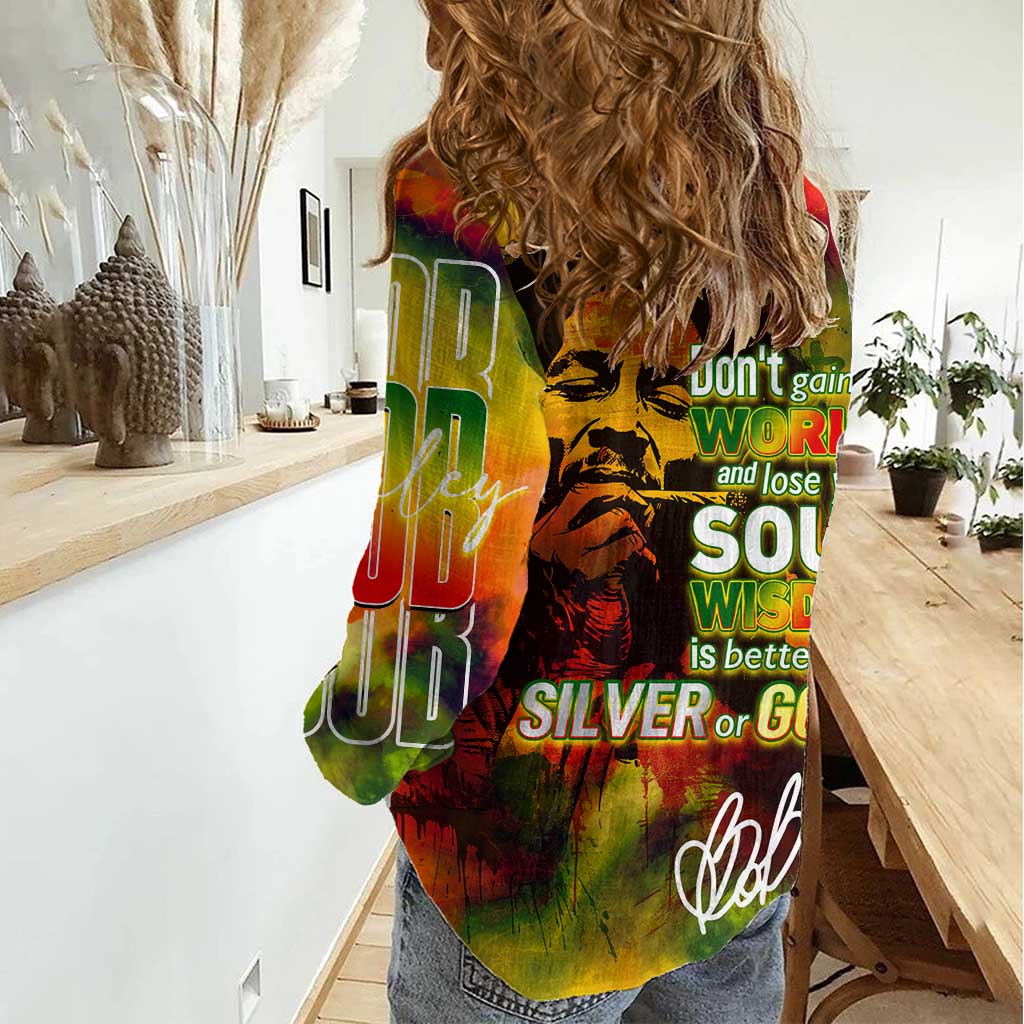 The Legend of Reggae Women Casual Shirt Bob One Love Colorful Art