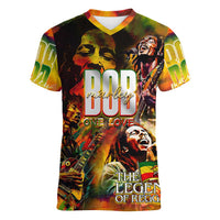 The Legend of Reggae Women V-Neck T-Shirt Bob One Love Colorful Art