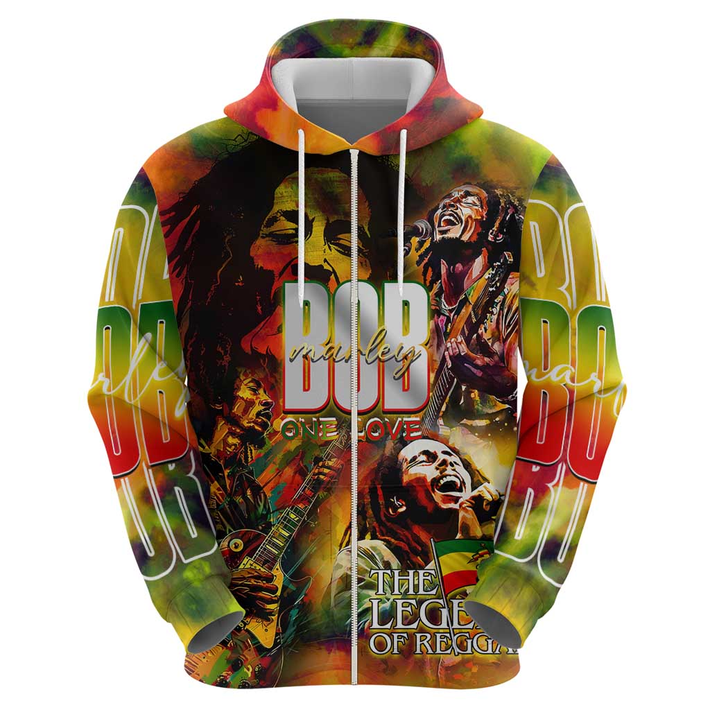 The Legend of Reggae Zip Hoodie Bob One Love Colorful Art