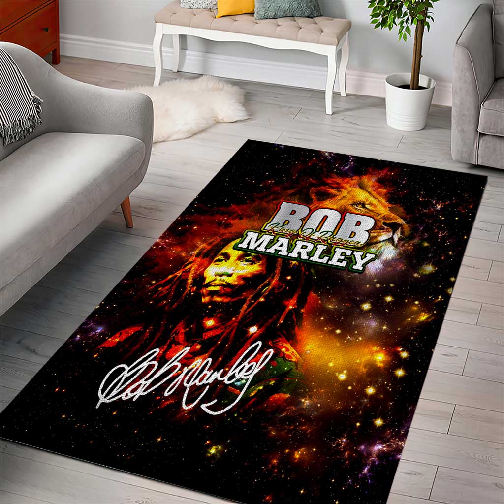 Bob King Of Reggae Area Rug Rastafari Lion - You Never Know How Strong You Are