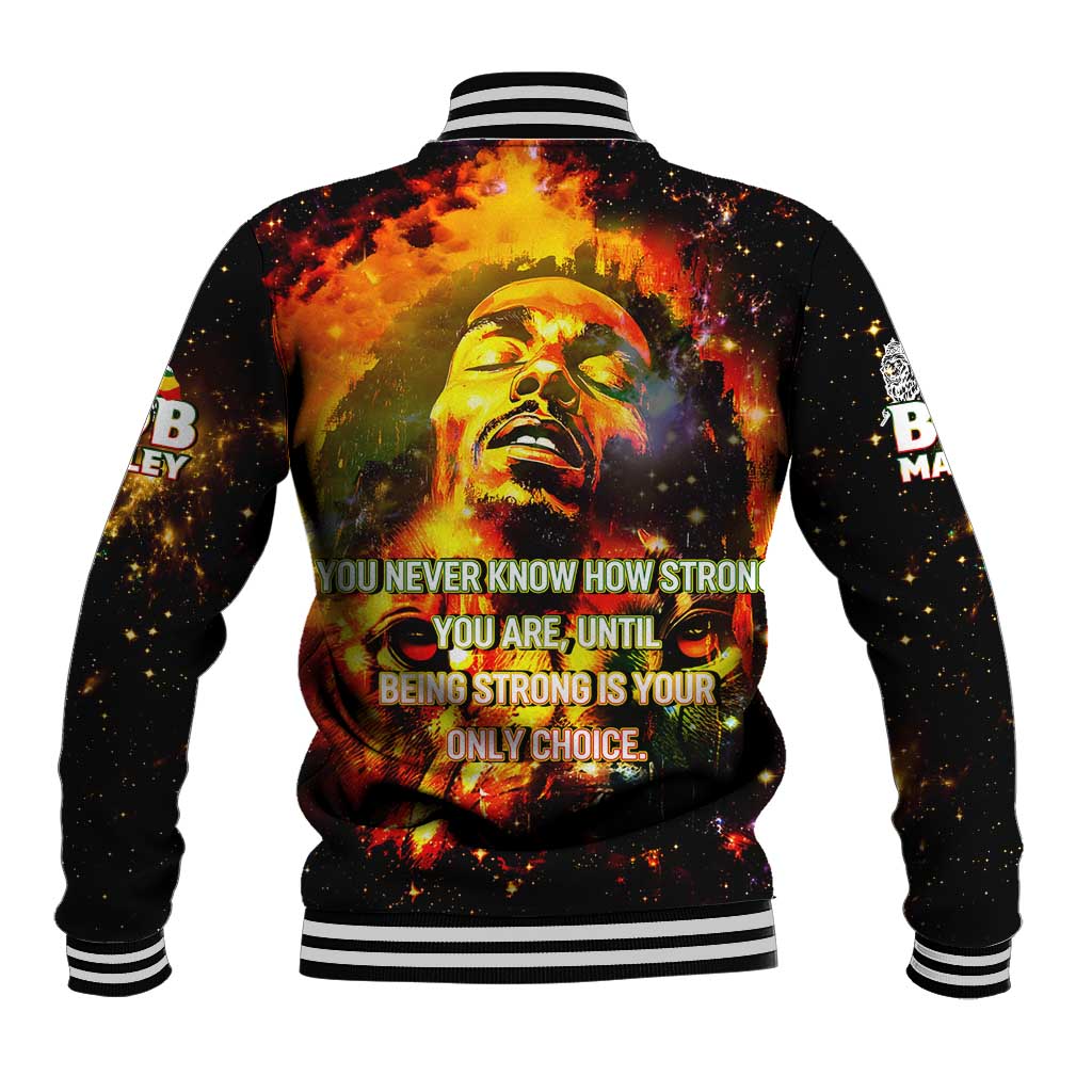 Bob King Of Reggae Baseball Jacket Rastafari Lion - You Never Know How Strong You Are