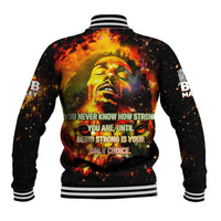 Bob King Of Reggae Baseball Jacket Rastafari Lion - You Never Know How Strong You Are