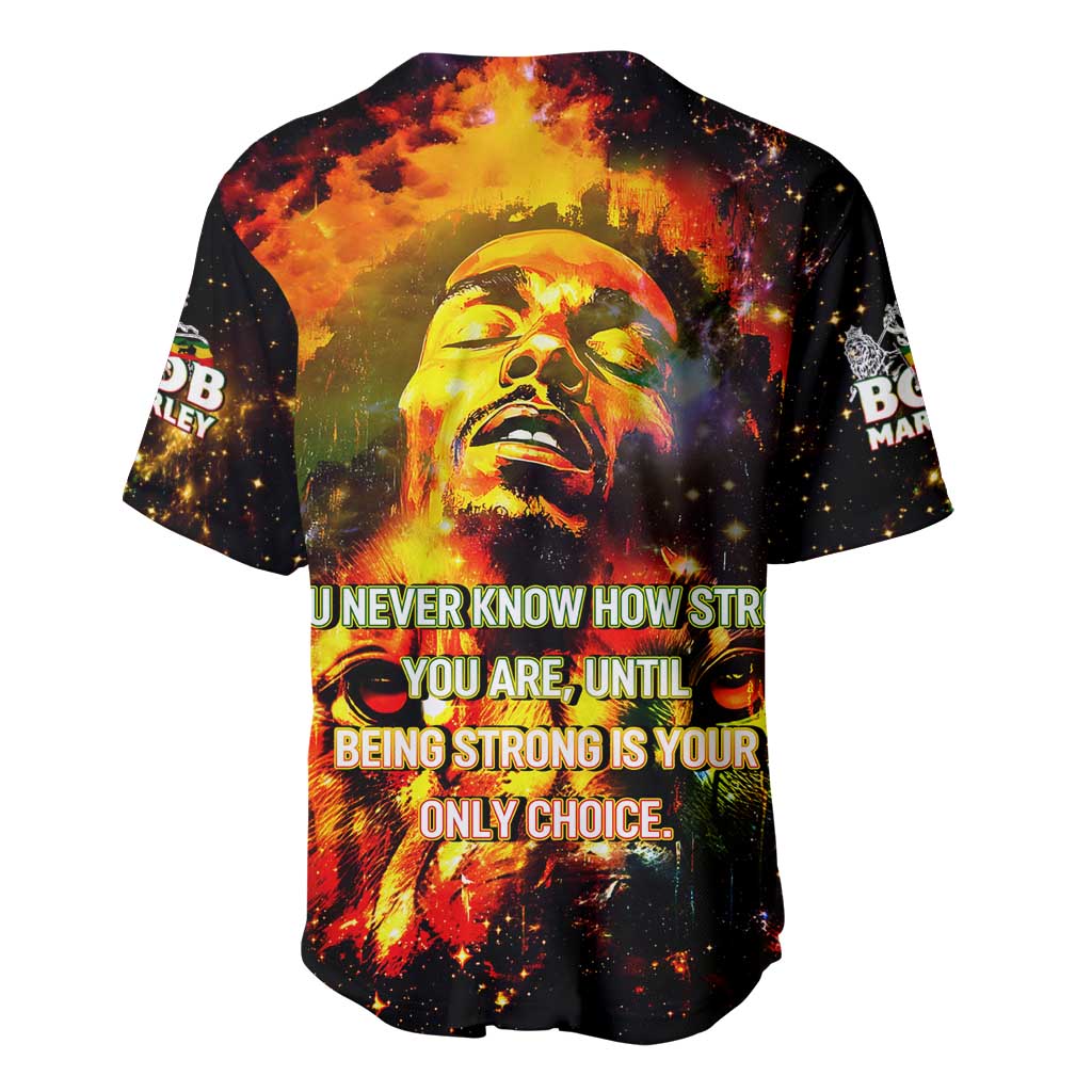 Bob King Of Reggae Baseball Jersey Rastafari Lion - You Never Know How Strong You Are