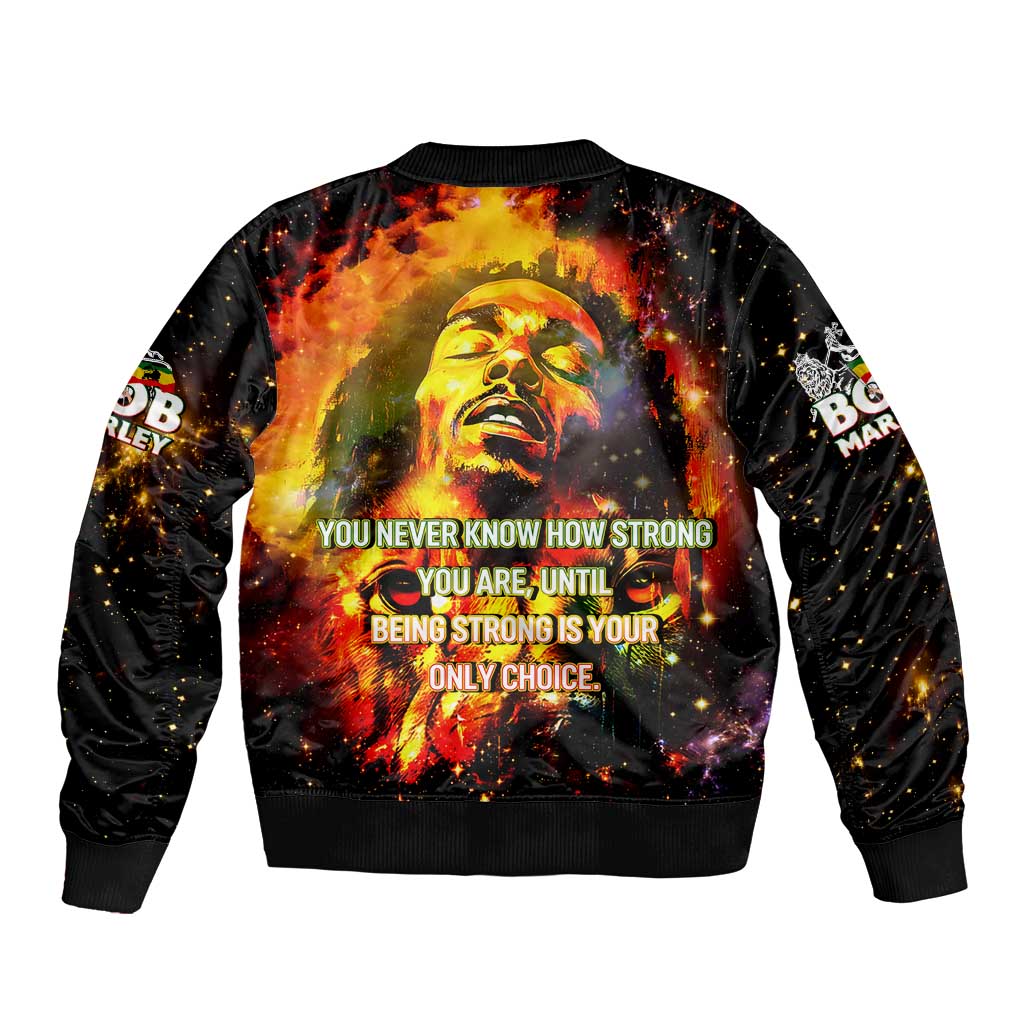 Bob King Of Reggae Bomber Jacket Rastafari Lion - You Never Know How Strong You Are
