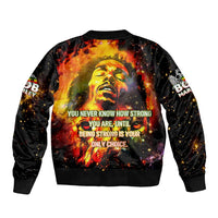 Bob King Of Reggae Bomber Jacket Rastafari Lion - You Never Know How Strong You Are