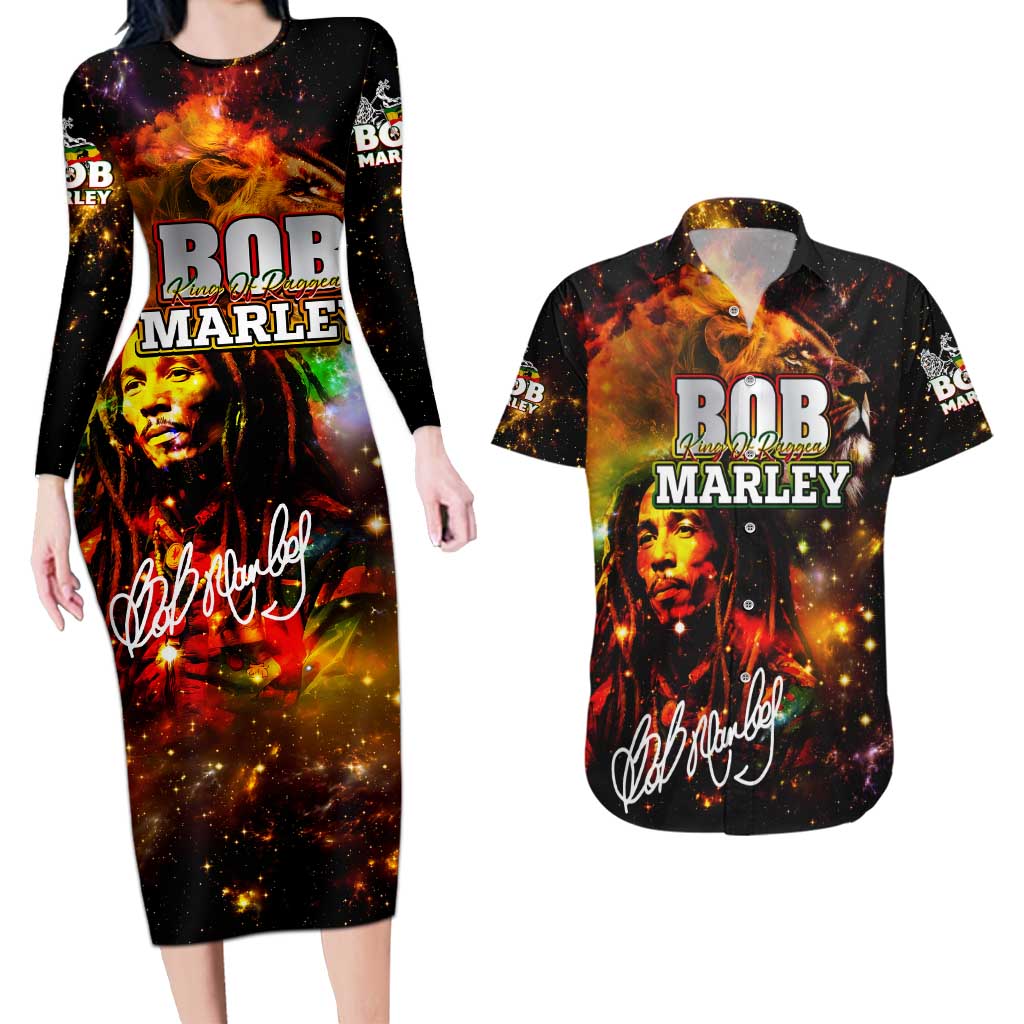 Bob King Of Reggae Couples Matching Long Sleeve Bodycon Dress and Hawaiian Shirt Rastafari Lion - You Never Know How Strong You Are