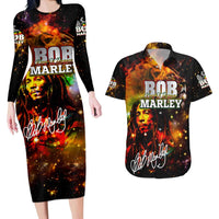 Bob King Of Reggae Couples Matching Long Sleeve Bodycon Dress and Hawaiian Shirt Rastafari Lion - You Never Know How Strong You Are