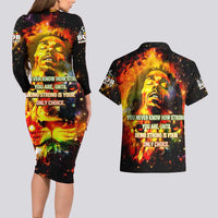 Bob King Of Reggae Couples Matching Long Sleeve Bodycon Dress and Hawaiian Shirt Rastafari Lion - You Never Know How Strong You Are