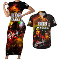 Bob King Of Reggae Couples Matching Short Sleeve Bodycon Dress and Hawaiian Shirt Rastafari Lion - You Never Know How Strong You Are