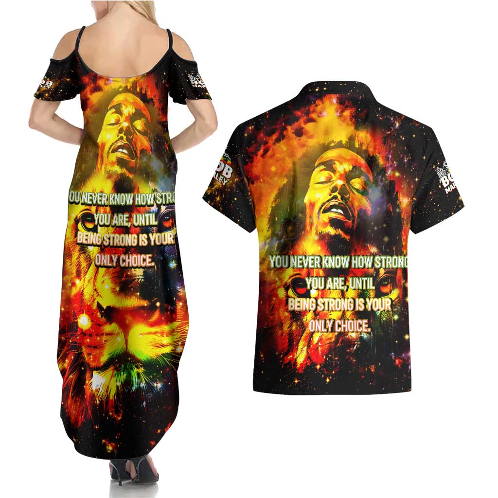 Bob King Of Reggae Couples Matching Summer Maxi Dress and Hawaiian Shirt Rastafari Lion - You Never Know How Strong You Are