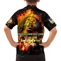 Bob King Of Reggae Family Matching Off Shoulder Short Dress and Hawaiian Shirt Rastafari Lion - You Never Know How Strong You Are