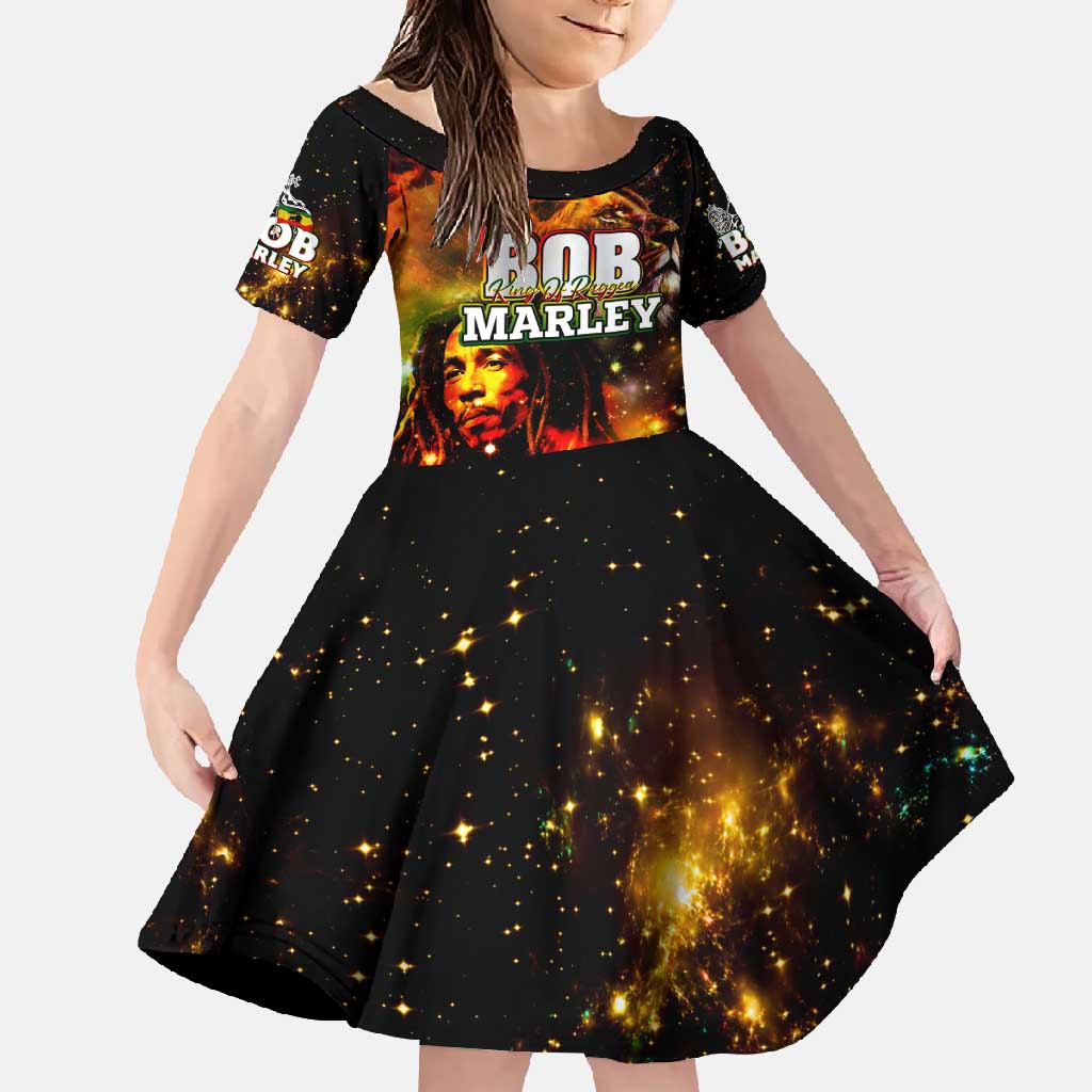 Bob King Of Reggae Family Matching Short Sleeve Bodycon Dress and Hawaiian Shirt Rastafari Lion - You Never Know How Strong You Are