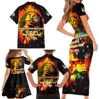 Bob King Of Reggae Family Matching Short Sleeve Bodycon Dress and Hawaiian Shirt Rastafari Lion - You Never Know How Strong You Are