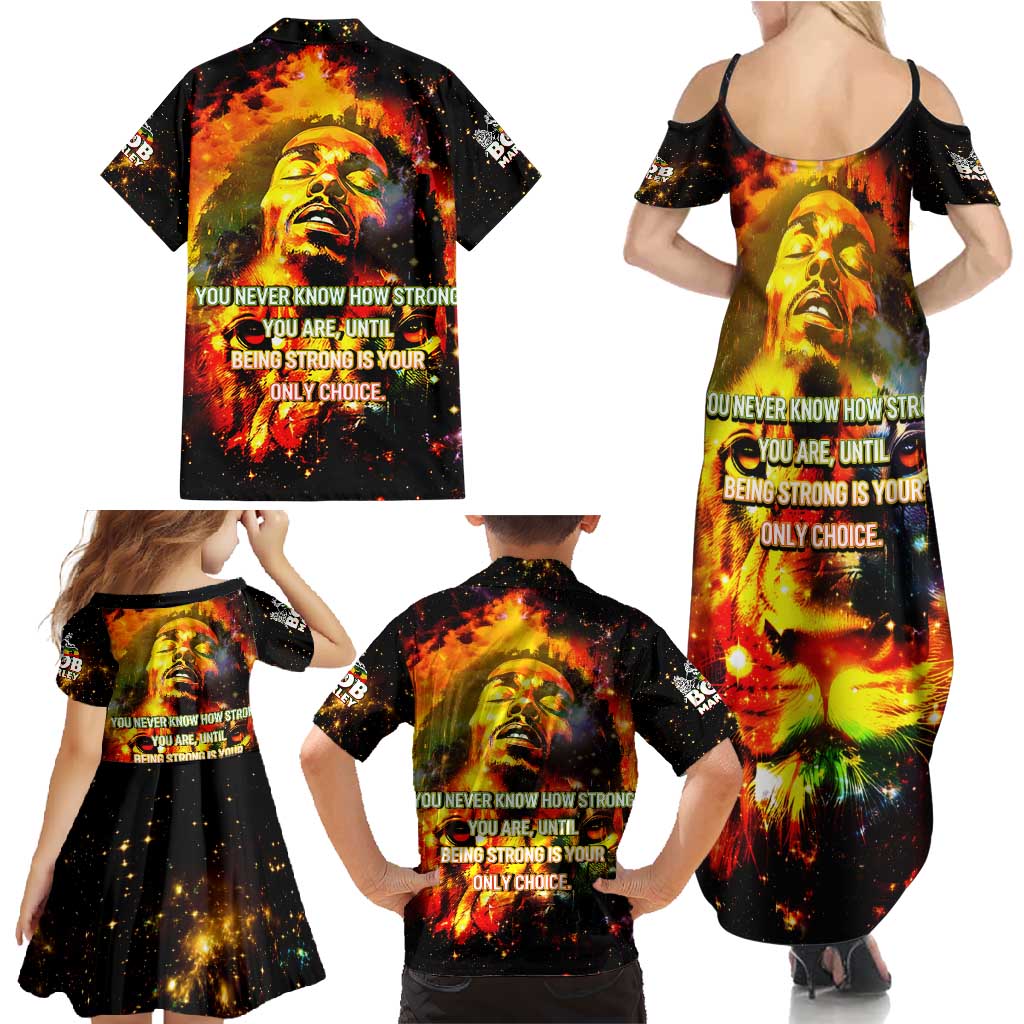 Bob King Of Reggae Family Matching Summer Maxi Dress and Hawaiian Shirt Rastafari Lion - You Never Know How Strong You Are