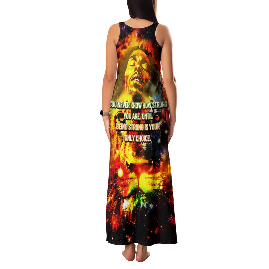 Bob King Of Reggae Family Matching Tank Maxi Dress and Hawaiian Shirt Rastafari Lion - You Never Know How Strong You Are