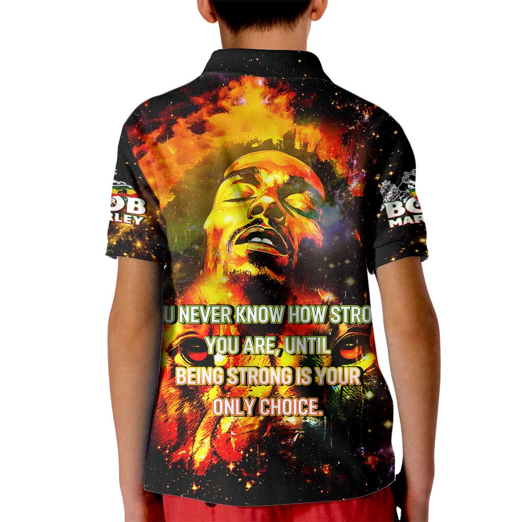 Bob King Of Reggae Kid Polo Shirt Rastafari Lion - You Never Know How Strong You Are