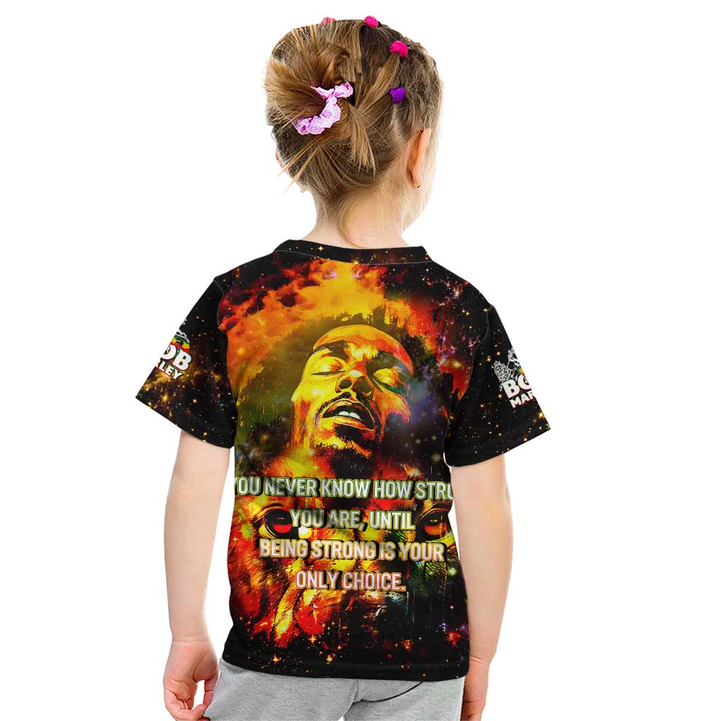 Bob King Of Reggae Kid T Shirt Rastafari Lion - You Never Know How Strong You Are