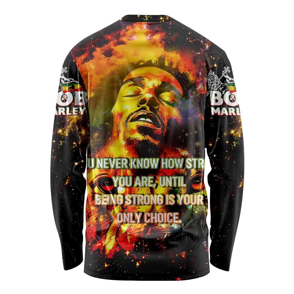 Bob King Of Reggae Long Sleeve Shirt Rastafari Lion - You Never Know How Strong You Are
