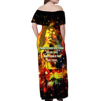 Bob King Of Reggae Off Shoulder Maxi Dress Rastafari Lion - You Never Know How Strong You Are
