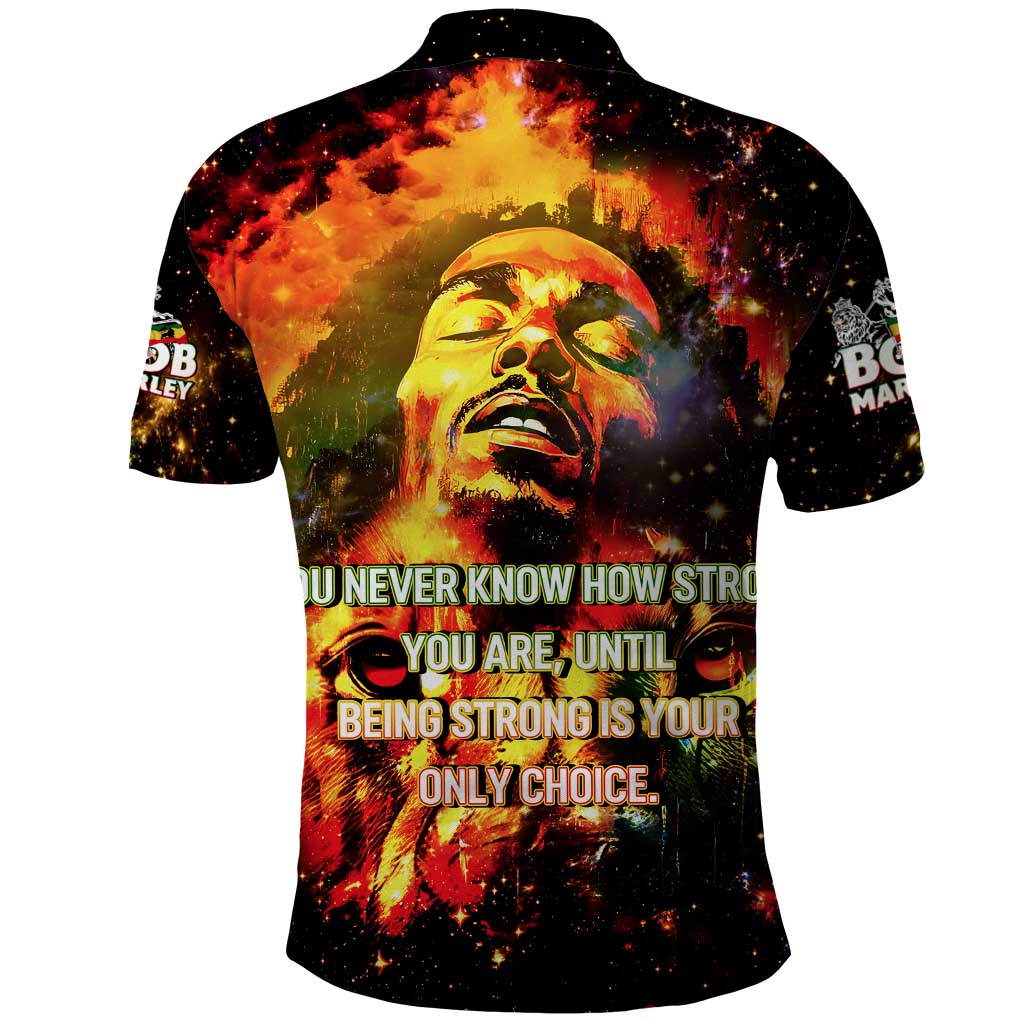 Bob King Of Reggae Polo Shirt Rastafari Lion - You Never Know How Strong You Are