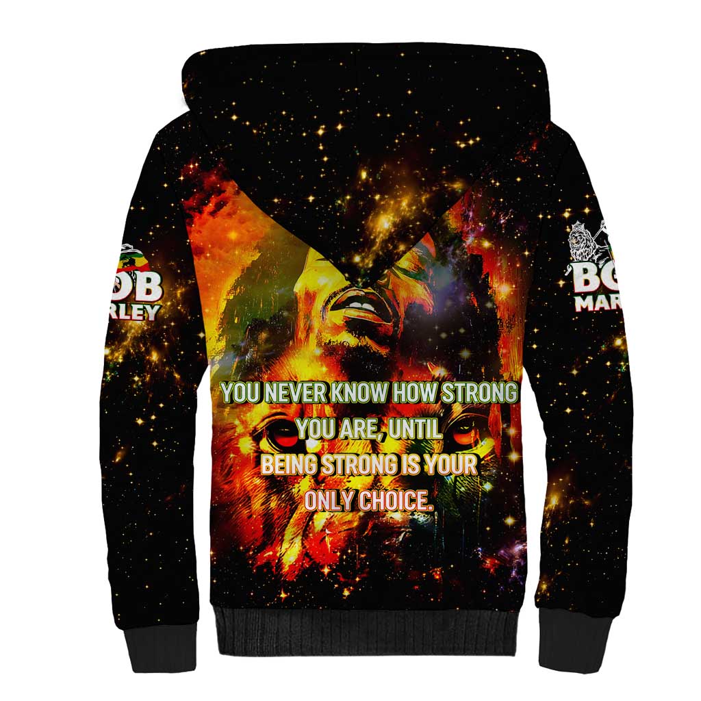 Bob King Of Reggae Sherpa Hoodie Rastafari Lion - You Never Know How Strong You Are