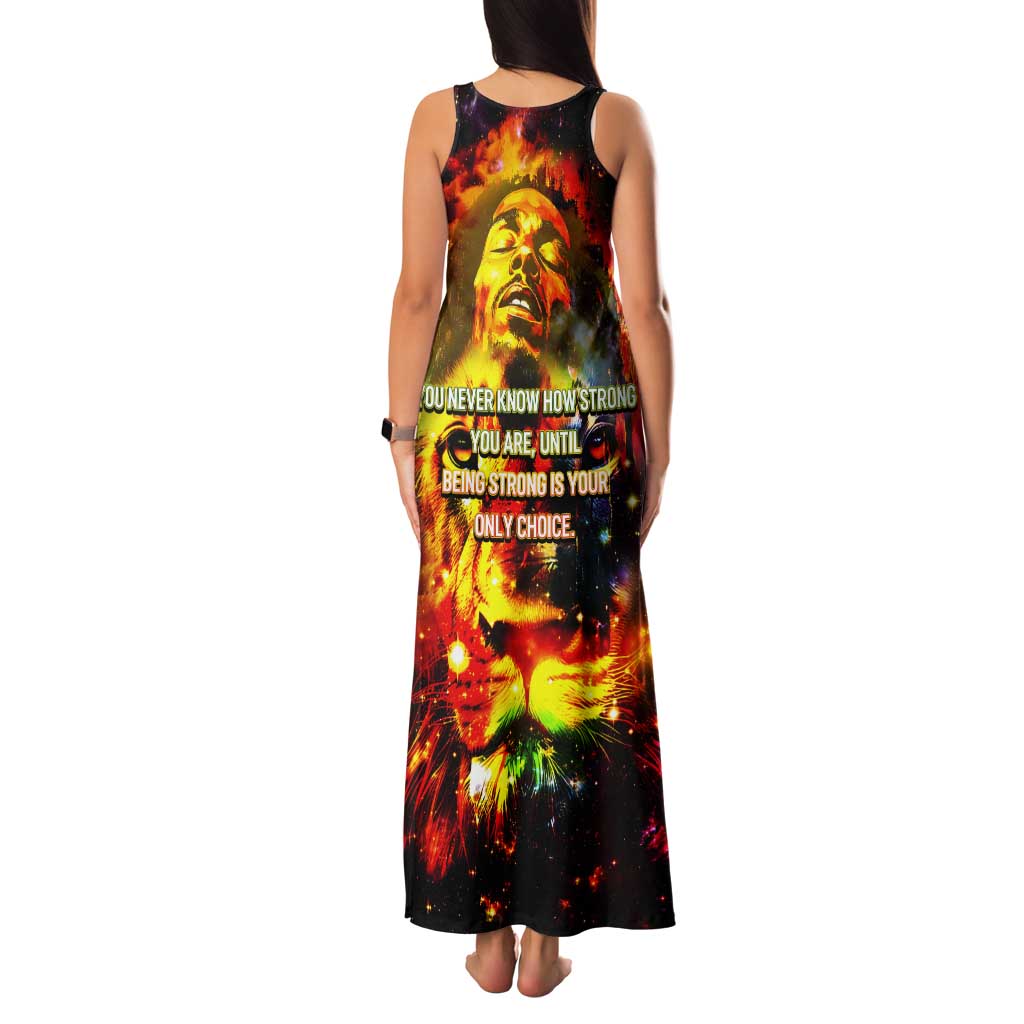 Bob King Of Reggae Tank Maxi Dress Rastafari Lion - You Never Know How Strong You Are