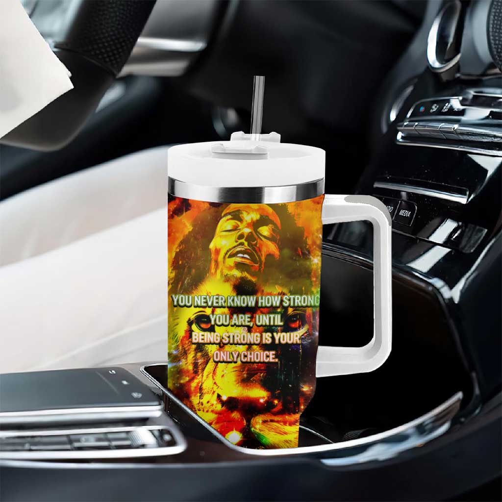 Bob King Of Reggae Tumbler With Handle Rastafari Lion - You Never Know How Strong You Are
