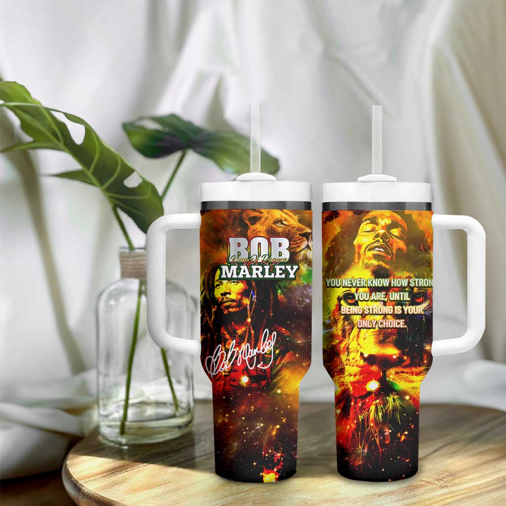 Bob King Of Reggae Tumbler With Handle Rastafari Lion - You Never Know How Strong You Are